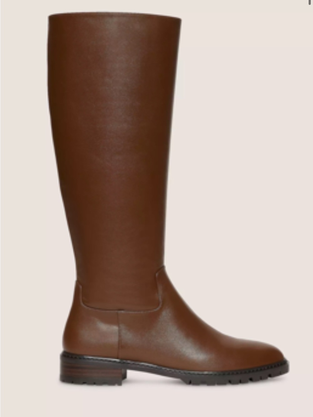 Stuart Weitzman Brown Leather City Zip Knee High Boots Size 9